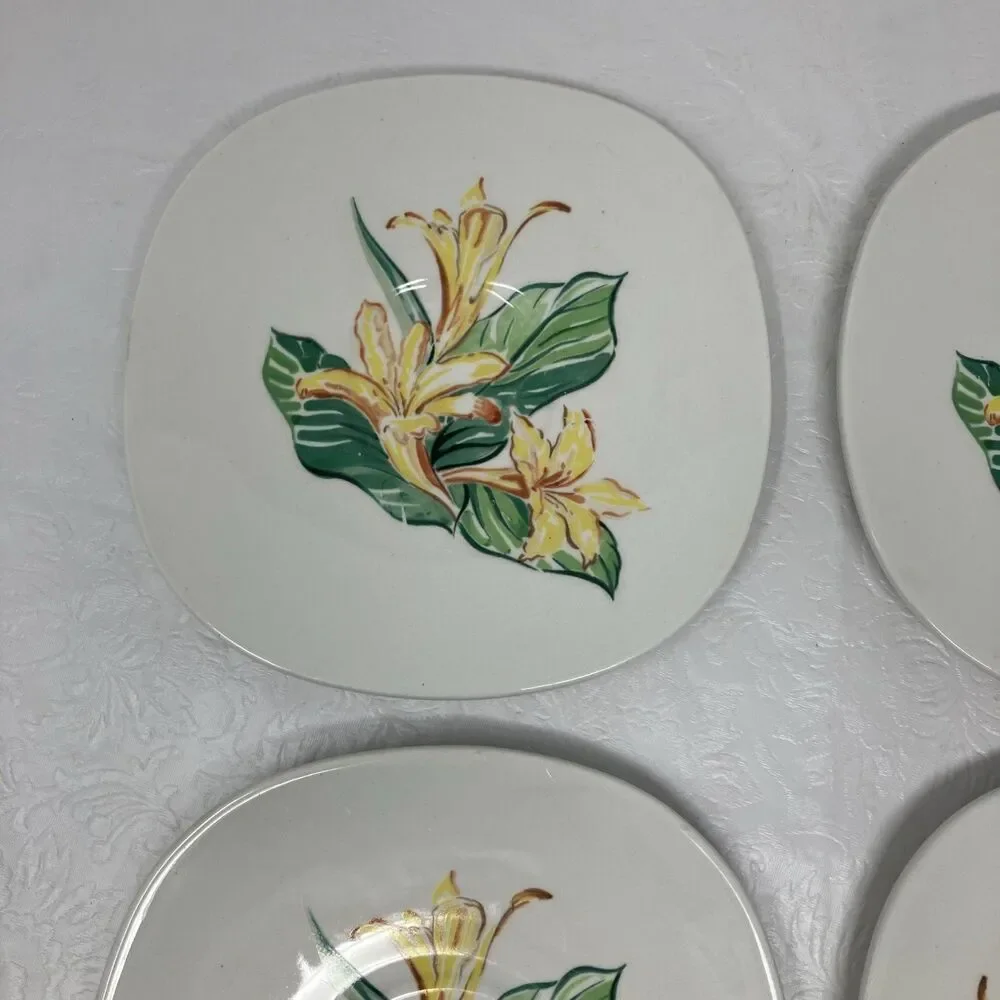 Taylor Smith & Taylor Conversation Day Lily Set Of 4 Saucers DAYLILY